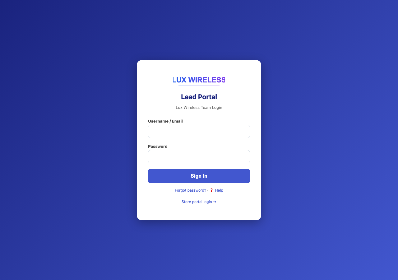 Rep Login Page