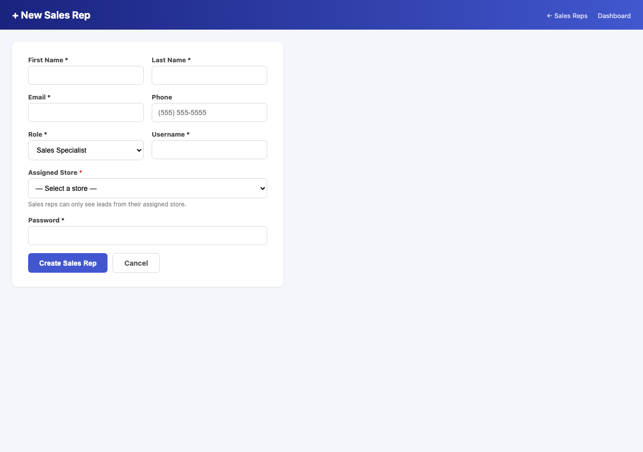 New Representative Form